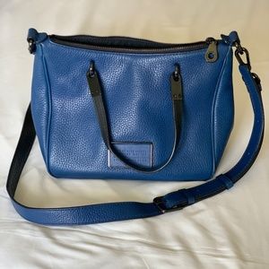 Marc Jacobs Blue Pebble Leather Crossbody Handbag